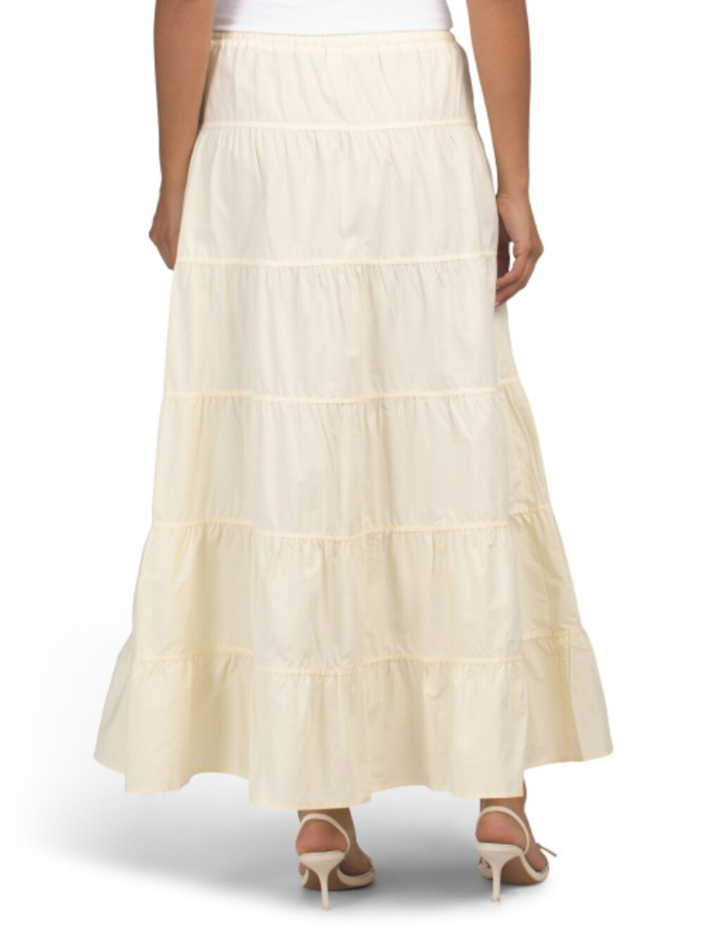 RACHEL ZOE Soft Yellow Poplin Tiered Pull On Skirt With Drawstring - Picture 2 of 2
